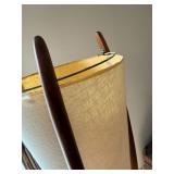 Vintage MCM Sculptural Wood Tripod Floor Lamp w Cone Shade 59in