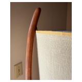 Vintage MCM Sculptural Wood Tripod Floor Lamp w Cone Shade 59in