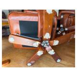 Vintage Ekornes Stressless Brown Leather Recliner Lounge Chair w/ Ottoman Wood Base