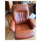 Vintage Ekornes Stressless Brown Leather Swivel Recliner Lounge Chair Bentwood Base No Ottoman