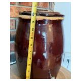 RRP Roseville Ohio Brown Stoneware Water Cooler Crock w/ Spigot Lid