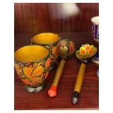 Vintage Hand Painted Folk Art & Porcelain Cups Goblets 6 Pc Lot