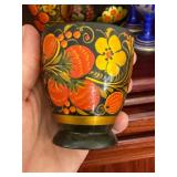 Vintage Hand Painted Folk Art & Porcelain Cups Goblets 6 Pc Lot