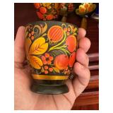 Vintage Hand Painted Folk Art & Porcelain Cups Goblets 6 Pc Lot