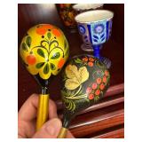 Vintage Hand Painted Folk Art & Porcelain Cups Goblets 6 Pc Lot