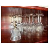 11pc Ribbed Glass Stemware Set with Matching Frosted Bell