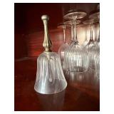 11pc Ribbed Glass Stemware Set with Matching Frosted Bell