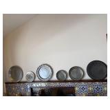 6 Pc Decorative Pewter Plate Charger Wall Plaque Lot German Style