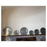 6 Pc Decorative Pewter Plate Charger Wall Plaque Lot German Style