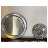 6 Pc Decorative Pewter Plate Charger Wall Plaque Lot German Style