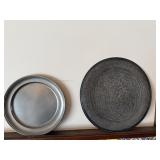 6 Pc Decorative Pewter Plate Charger Wall Plaque Lot German Style