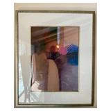 Framed Abstract Art Print Under Glass Silver Tone Frame 32x27