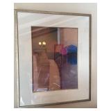 Framed Abstract Art Print Under Glass Silver Tone Frame 32x27
