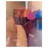 Framed Abstract Art Print Under Glass Silver Tone Frame 32x27