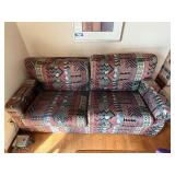 Vintage Southwest Geometric Upholstered Loveseat Sofa 74in Wide