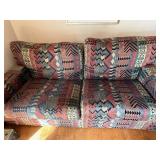 Vintage Southwest Geometric Upholstered Loveseat Sofa 74in Wide
