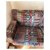 Vintage Southwest Geometric Upholstered Loveseat Sofa 74in Wide