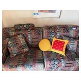 Vintage Southwest Geometric Upholstered Loveseat Sofa 74in Wide