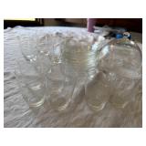 Vintage Etched Glass Serveware Drinkware Lot Bowls Domes Tumblers