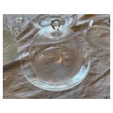 Vintage Etched Glass Serveware Drinkware Lot Bowls Domes Tumblers