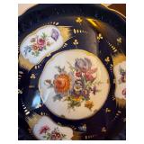 Limoges France Cobalt Blue Floral Cabinet Plate with Gilt Decor