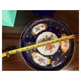 Limoges France Cobalt Blue Floral Cabinet Plate with Gilt Decor