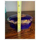 Limoges France Cobalt Blue Porcelain Covered Dresser Box Gilt Decor
