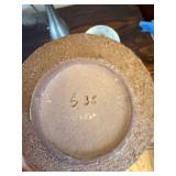 Vintage Studio Pottery Bowl Orange Lava Glaze Brutalist Dish Marked