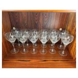 Rosenthal "Lotus Blossoms" Crystal Etched Stemware Goblets Set of 12 6.25in