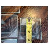 Vintage Glass Coaster Set Etched Floral Squares w Round Holder 6 Pc