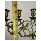 Vintage Brass Figural 5-Light Candelabrum w/ Stone Decor Lot