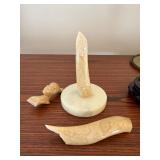 Vintage Brass Figural 5-Light Candelabrum w/ Stone Decor Lot