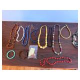 Vintage Costume Jewelry Lot Necklaces Bangles Beaded Lucite Shell