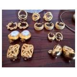 Vintage Costume Jewelry & Art Glass Boxes Mixed Estate Lot Gold Tone