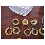 Vintage Costume Jewelry & Art Glass Boxes Mixed Estate Lot Gold Tone