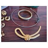 Vintage Costume Jewelry & Art Glass Boxes Mixed Estate Lot Gold Tone