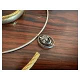 Vintage Costume Jewelry & Art Glass Boxes Mixed Estate Lot Gold Tone