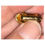 Christian Dior Vintage Gold Tone Pave Rhinestone Clip Earrings