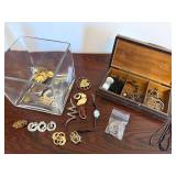 Vintage Costume Jewelry Lot Brooches Watch Pins Box Mixed Estate