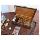 Vintage Costume Jewelry Lot Brooches Watch Pins Box Mixed Estate