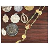 Mixed Catholic Medals Jewelry Lot St Anthony Miraculous St Benedict