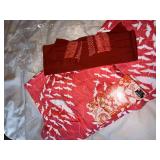 Vintage Hayashi Kimono Happi Coat Robe Crane Print w/ Sash Red Pink