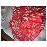 Vintage Hayashi Kimono Happi Coat Robe Crane Print w/ Sash Red Pink