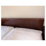 Vintage Danish MCM Rosewood King Size Bed Frame w/ 2 Matching Nightstands