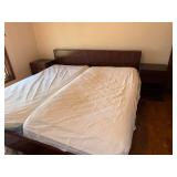 Vintage Danish MCM Rosewood King Size Bed Frame w/ 2 Matching Nightstands