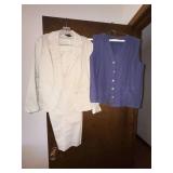 Rafaella White Skirt Suit Sz 10 & Cottonwear Purple Vest M Lot