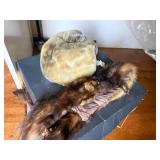 Vintage Fur Hat & Mink Stole Collar Lot w/ Dayton Box, Used