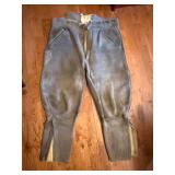 Vintage Leather Riding Breeches Jodhpurs Button Fly Zip Leg Pants