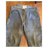 Vintage Leather Riding Breeches Jodhpurs Button Fly Zip Leg Pants