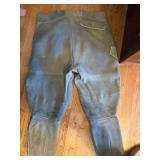 Vintage Leather Riding Breeches Jodhpurs Button Fly Zip Leg Pants